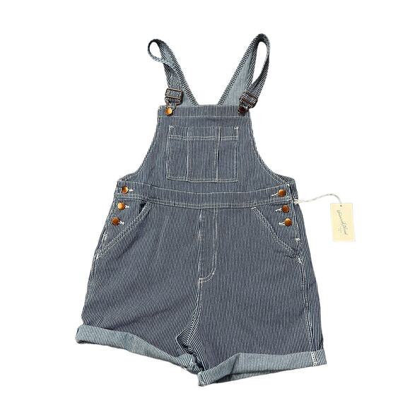 Universal Thread Women's Blue Striped Denim Boyfriend Shortalls - Size 2 - NWT - Picture 1 of 8